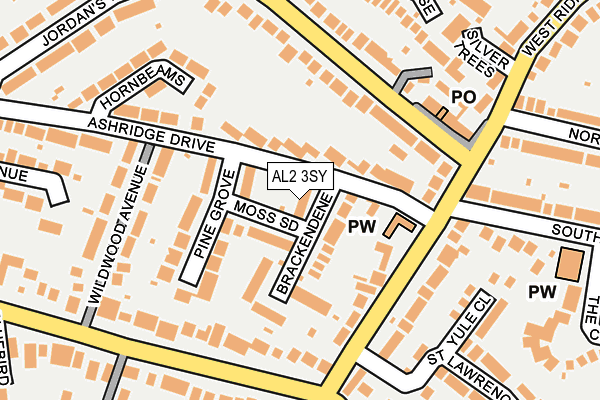 AL2 3SY map - OS OpenMap – Local (Ordnance Survey)