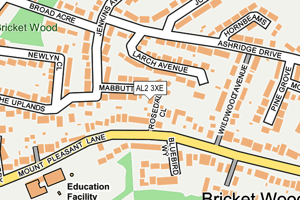AL2 3XE map - OS OpenMap – Local (Ordnance Survey)
