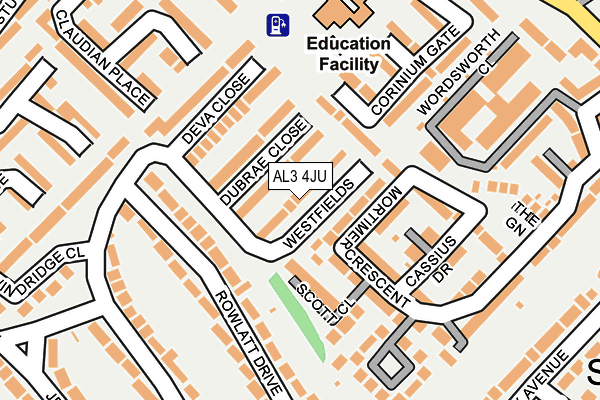 AL3 4JU map - OS OpenMap – Local (Ordnance Survey)