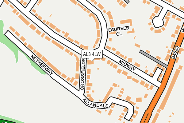 AL3 4LW map - OS OpenMap – Local (Ordnance Survey)