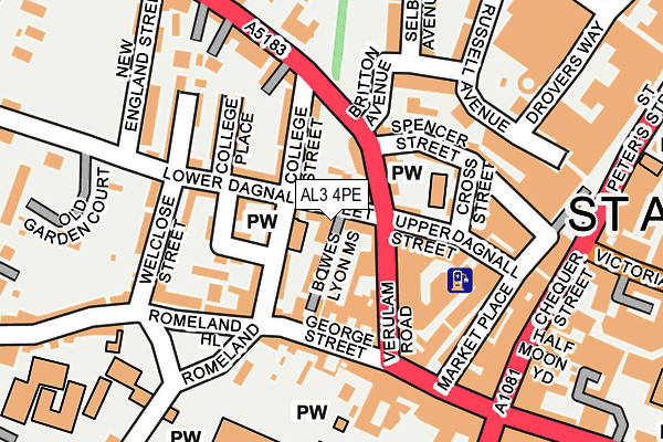 AL3 4PE map - OS OpenMap – Local (Ordnance Survey)