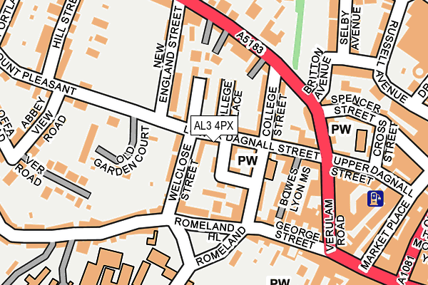 AL3 4PX map - OS OpenMap – Local (Ordnance Survey)