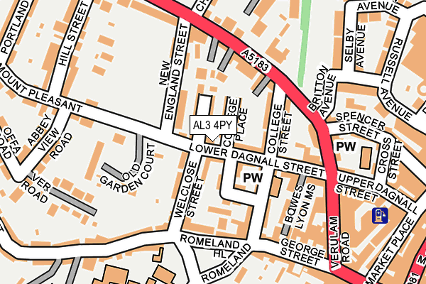 AL3 4PY map - OS OpenMap – Local (Ordnance Survey)