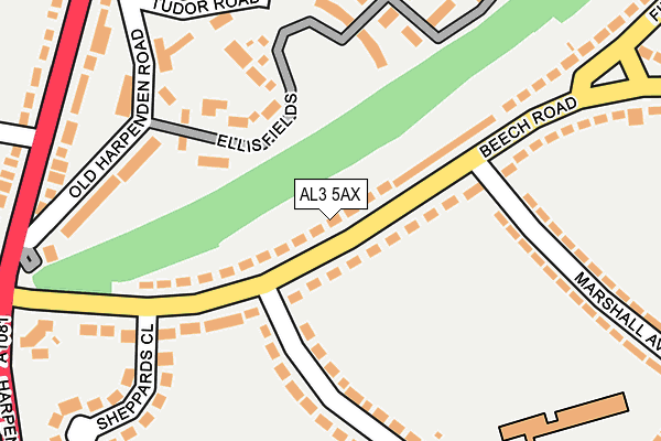 AL3 5AX map - OS OpenMap – Local (Ordnance Survey)