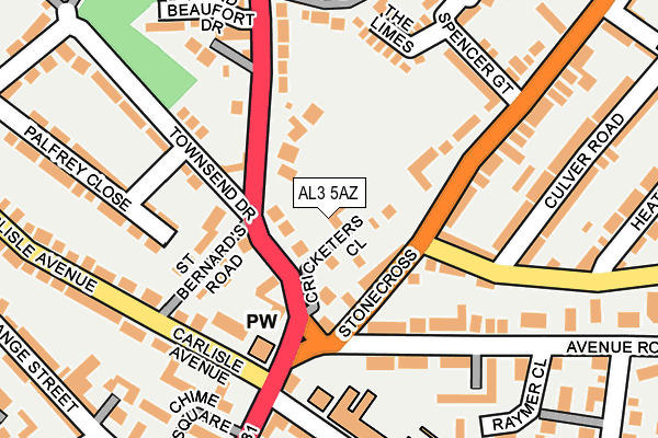 AL3 5AZ map - OS OpenMap – Local (Ordnance Survey)