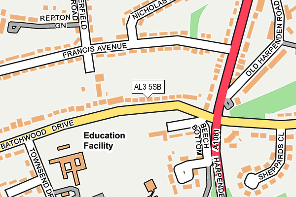 AL3 5SB map - OS OpenMap – Local (Ordnance Survey)