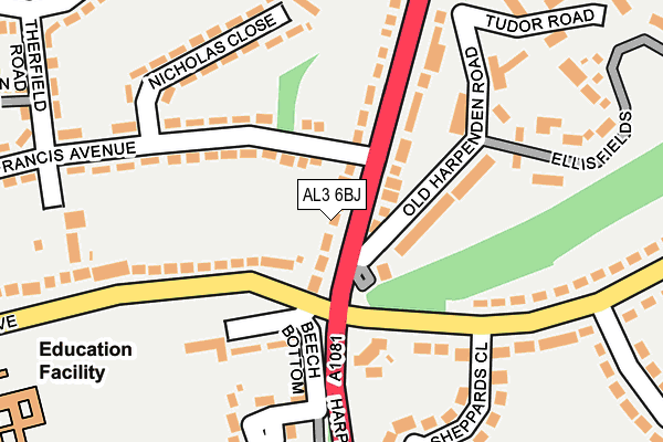 AL3 6BJ map - OS OpenMap – Local (Ordnance Survey)