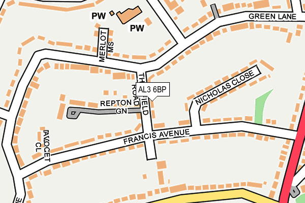 AL3 6BP map - OS OpenMap – Local (Ordnance Survey)