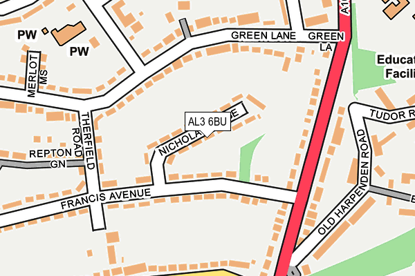 AL3 6BU map - OS OpenMap – Local (Ordnance Survey)