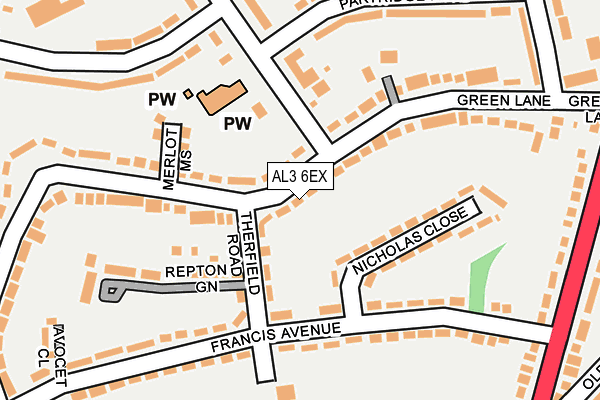 AL3 6EX map - OS OpenMap – Local (Ordnance Survey)