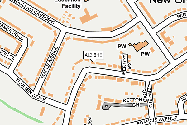 AL3 6HE map - OS OpenMap – Local (Ordnance Survey)