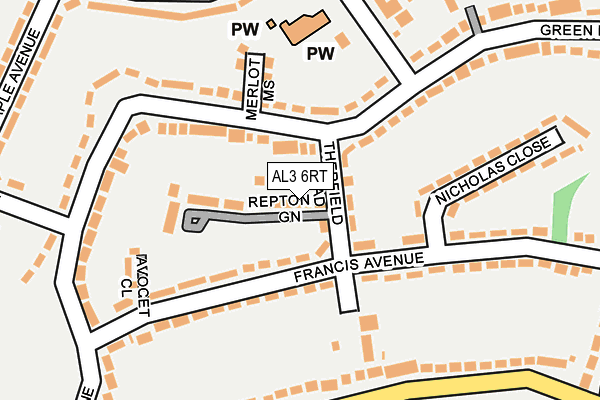 AL3 6RT map - OS OpenMap – Local (Ordnance Survey)