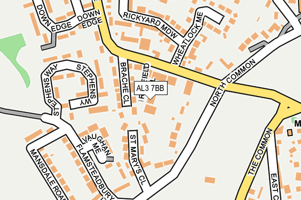 AL3 7BB map - OS OpenMap – Local (Ordnance Survey)