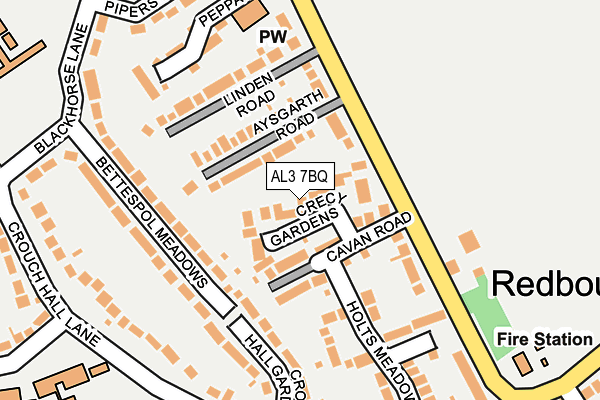 AL3 7BQ map - OS OpenMap – Local (Ordnance Survey)