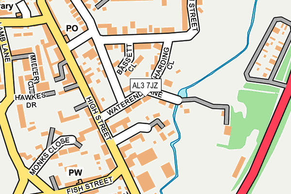 AL3 7JZ map - OS OpenMap – Local (Ordnance Survey)