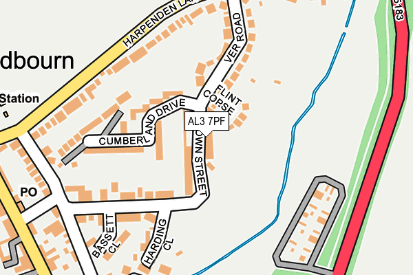 AL3 7PF map - OS OpenMap – Local (Ordnance Survey)