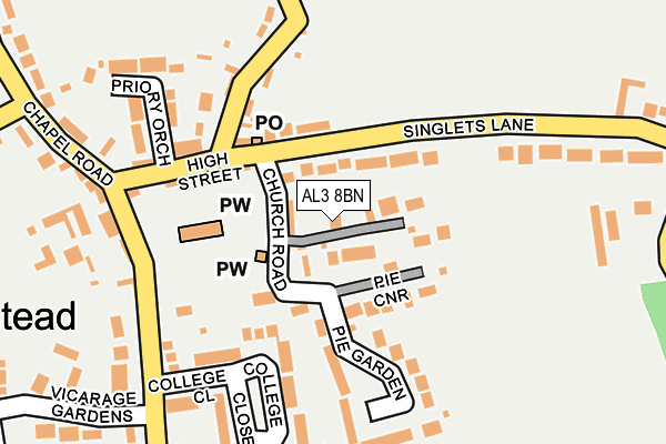 AL3 8BN map - OS OpenMap – Local (Ordnance Survey)
