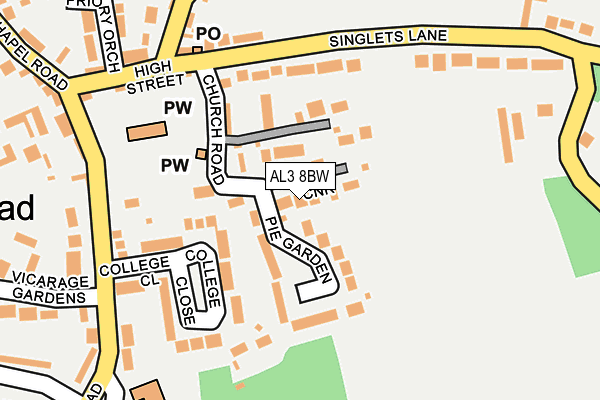 AL3 8BW map - OS OpenMap – Local (Ordnance Survey)