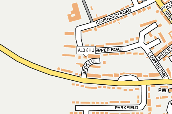 AL3 8HU map - OS OpenMap – Local (Ordnance Survey)