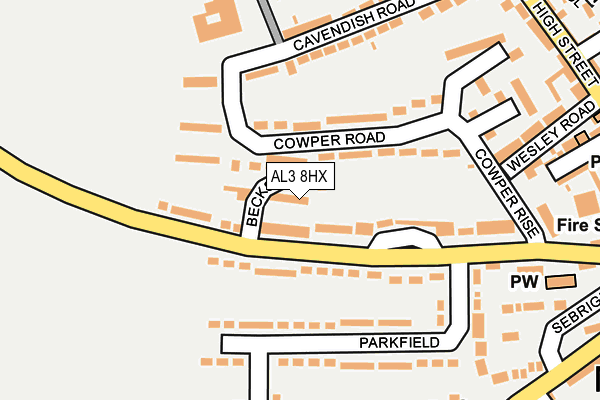 AL3 8HX map - OS OpenMap – Local (Ordnance Survey)