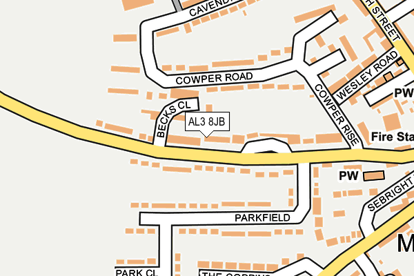 AL3 8JB map - OS OpenMap – Local (Ordnance Survey)