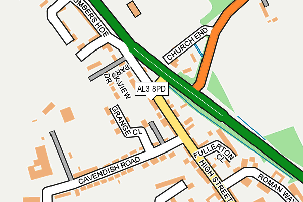 AL3 8PD map - OS OpenMap – Local (Ordnance Survey)