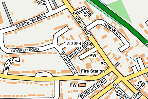 AL3 8PN map - OS OpenMap – Local (Ordnance Survey)