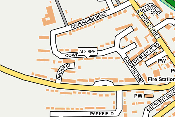 AL3 8PP map - OS OpenMap – Local (Ordnance Survey)
