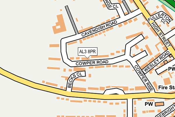 AL3 8PR map - OS OpenMap – Local (Ordnance Survey)