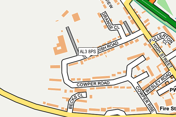 AL3 8PS map - OS OpenMap – Local (Ordnance Survey)