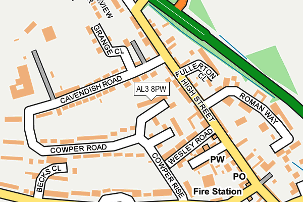AL3 8PW map - OS OpenMap – Local (Ordnance Survey)