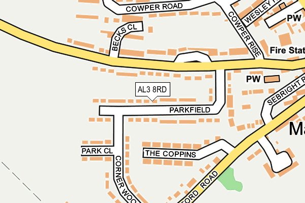 AL3 8RD map - OS OpenMap – Local (Ordnance Survey)