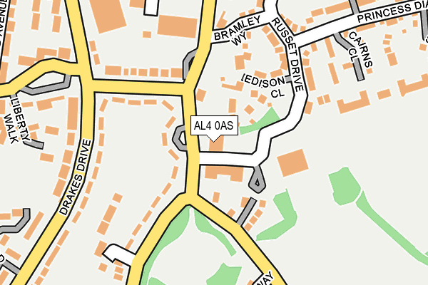 AL4 0AS map - OS OpenMap – Local (Ordnance Survey)