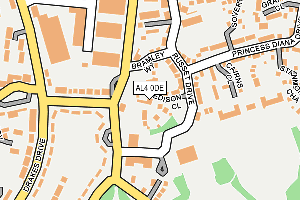 AL4 0DE map - OS OpenMap – Local (Ordnance Survey)