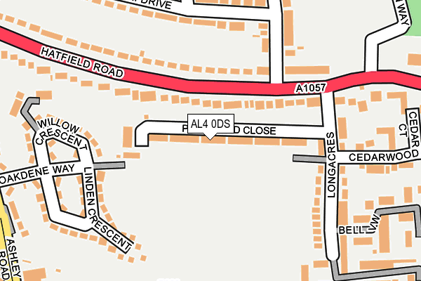 AL4 0DS map - OS OpenMap – Local (Ordnance Survey)