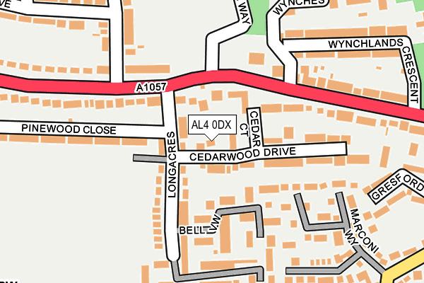 AL4 0DX map - OS OpenMap – Local (Ordnance Survey)