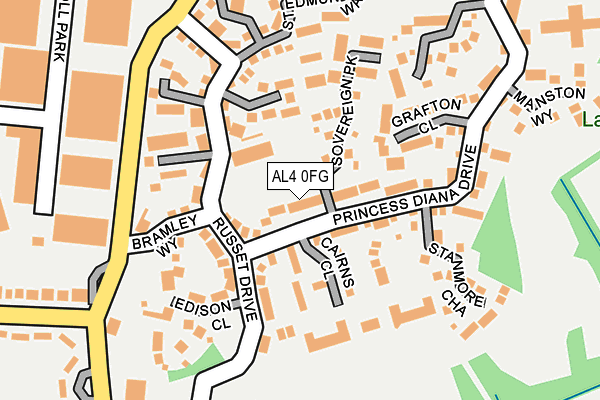 AL4 0FG map - OS OpenMap – Local (Ordnance Survey)