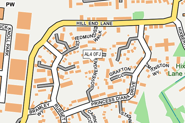 AL4 0FJ map - OS OpenMap – Local (Ordnance Survey)