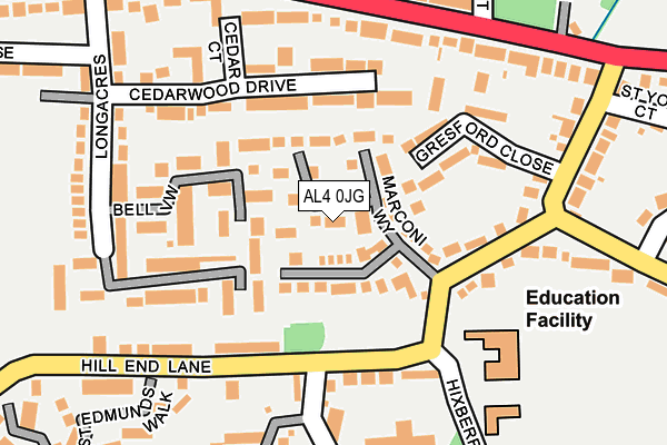 AL4 0JG map - OS OpenMap – Local (Ordnance Survey)