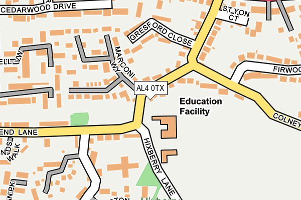 AL4 0TX map - OS OpenMap – Local (Ordnance Survey)