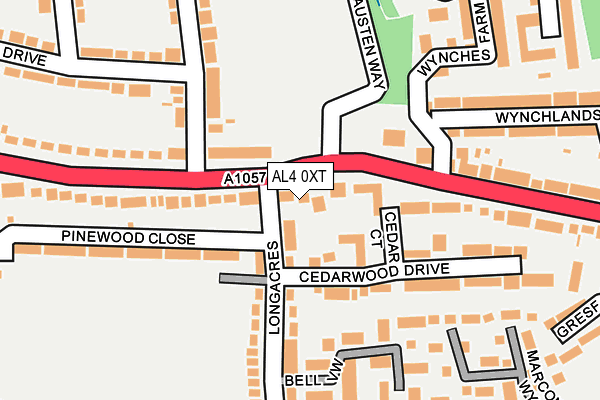 AL4 0XT map - OS OpenMap – Local (Ordnance Survey)