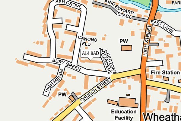 AL4 8AD map - OS OpenMap – Local (Ordnance Survey)