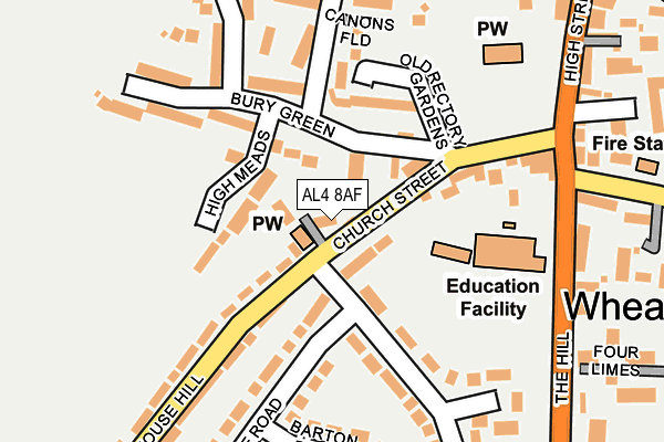 AL4 8AF map - OS OpenMap – Local (Ordnance Survey)