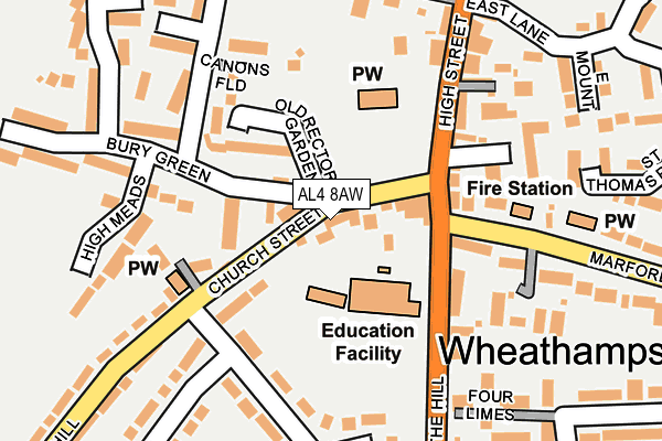 AL4 8AW map - OS OpenMap – Local (Ordnance Survey)