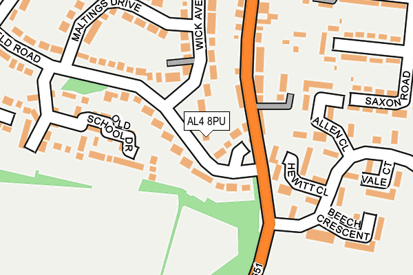 AL4 8PU map - OS OpenMap – Local (Ordnance Survey)