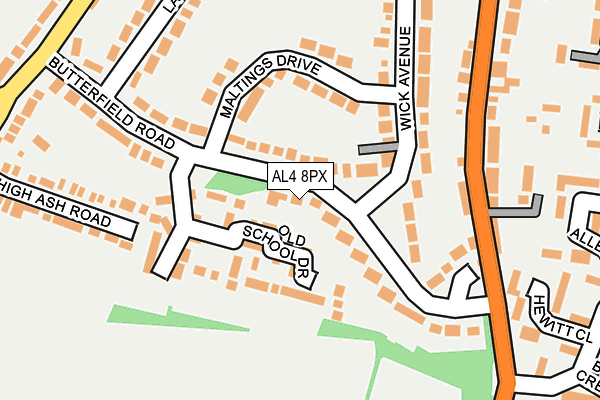 AL4 8PX map - OS OpenMap – Local (Ordnance Survey)