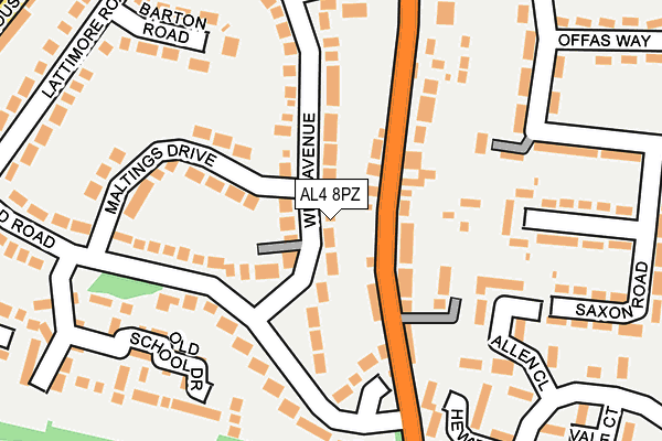 AL4 8PZ map - OS OpenMap – Local (Ordnance Survey)