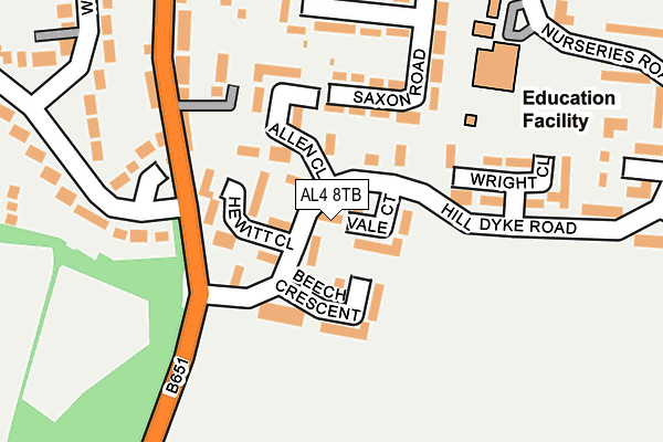AL4 8TB map - OS OpenMap – Local (Ordnance Survey)