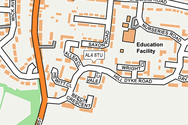 AL4 8TU map - OS OpenMap – Local (Ordnance Survey)