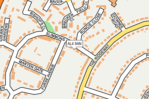AL4 9AN map - OS OpenMap – Local (Ordnance Survey)